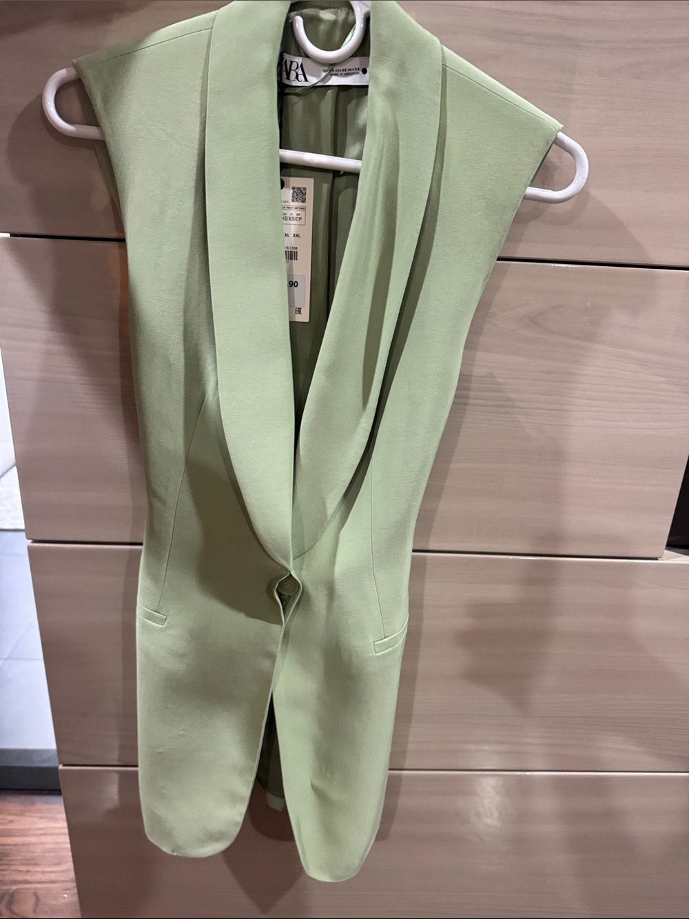 Zara Light Green Sleeveless Blazer Vest